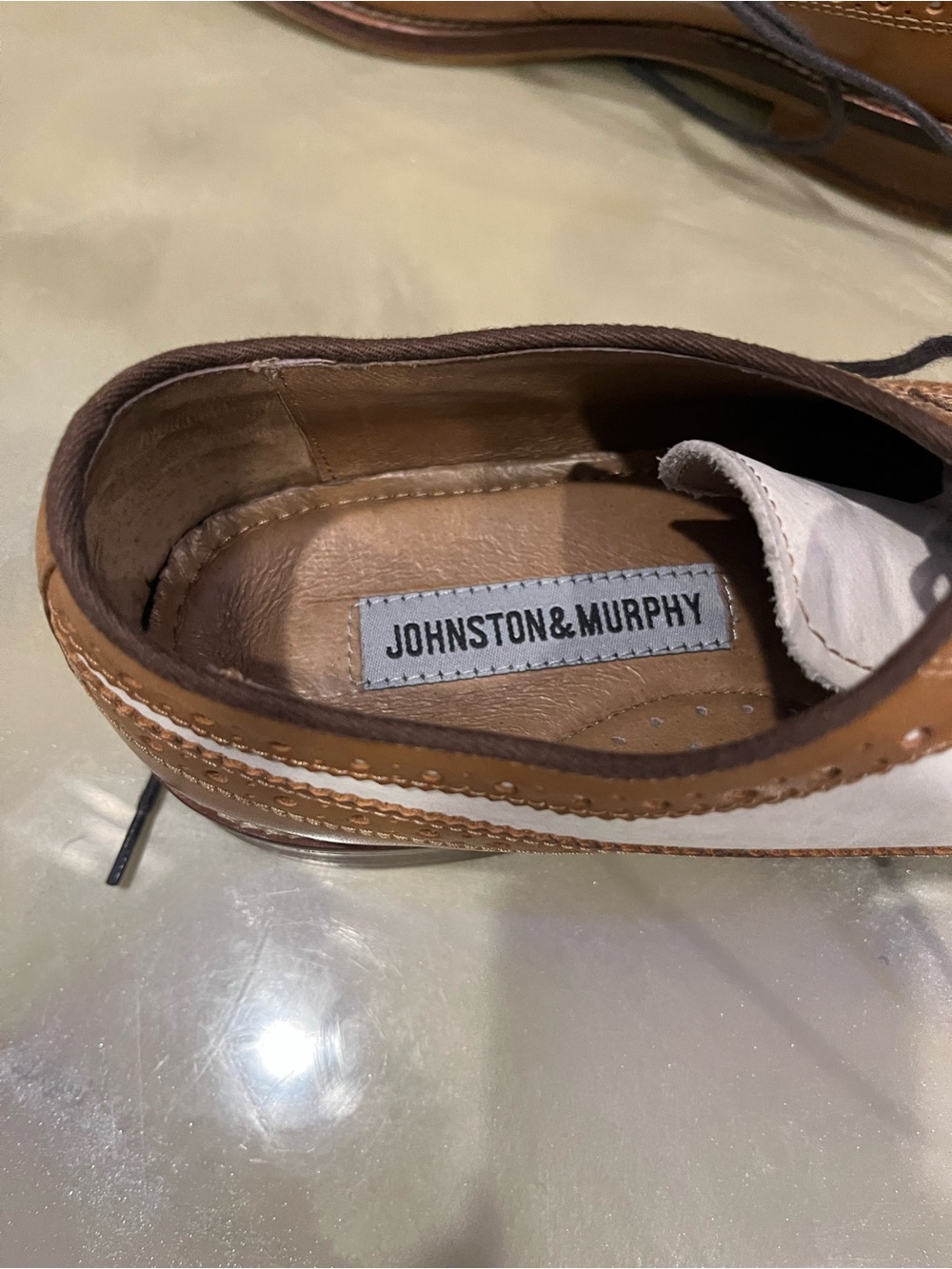Johnston & Murphy Brown and White Leather Wingtip Oxfords - Picture 4 of 4